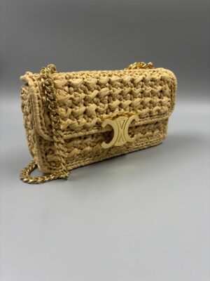 Celine Chain shoulder bag Claude in raffia